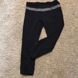 Lululemon crop leggings with colorful waistband
